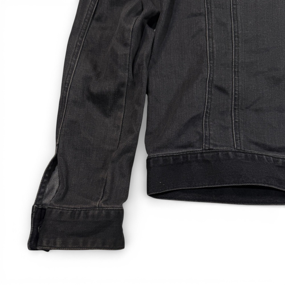 Zadig & Voltaire Noah Faded Black Denim Trucker Jacket Skull Patch Womens 14-S - Picture 11 of 15